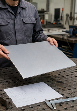 Weißaluminium in Hand von Mann